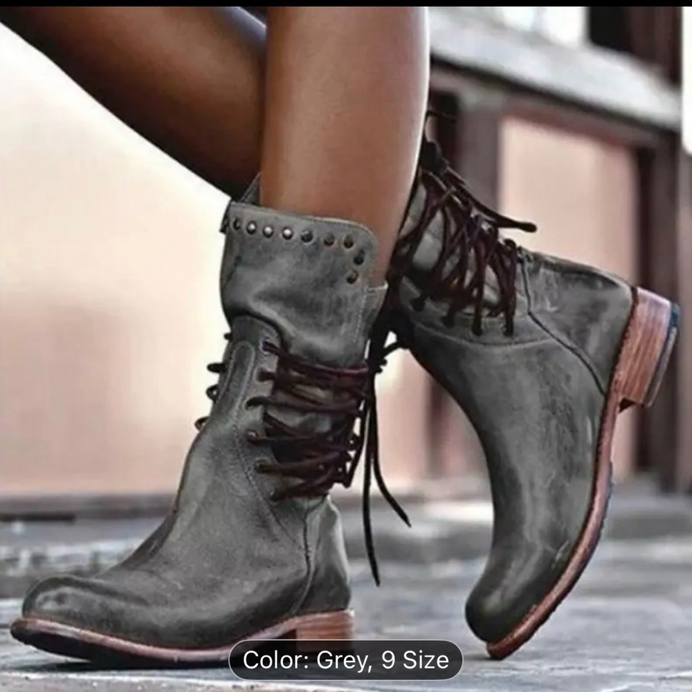 SHEIN Charcoal Lace-Up Women's Boots